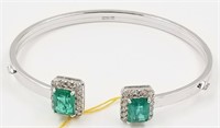 18K White Gold Emerald & Diamond Bracelet, the ban