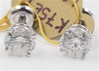 One pair 18KT white gold diamond solitaire earring