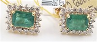 18K Gold emerald & Diamond Earrings, the earrings