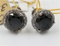 14K Gold Black Diamond Earrings, the earrings are