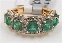 18K Gold Emerald & Diamond Ring, the ring is mount