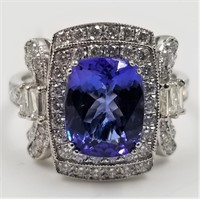 Platinum Tanzanite & Diamond Ring, this ring is mo