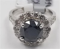 14K white gold lady's custom made diamond & black