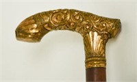 Cane with Gold Rollplate Handle