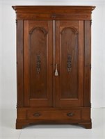 19th C. American Walnut & Burled Walnut Wardrobe