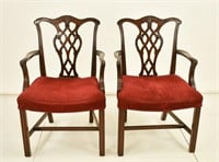 Pr. of Chippendale Style Mahogany Armchairs