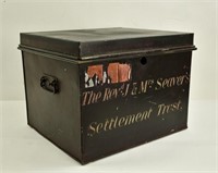 Large 19th Century Metal Deed Box