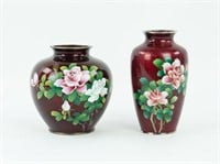 Two Japanese Ginbari Cloisonne Vases