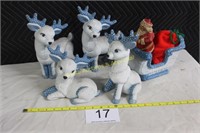 Ceramic Santa Sleight Reindeer Set