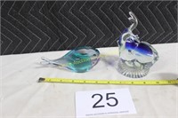 Pair of Glass Figurines - Whale / Elephant?