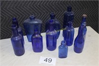 Group of Cobalt Blue Bottles (11)