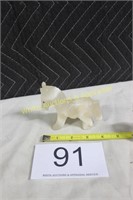 Carved White Marble Rock Donkey/Mule Figurine