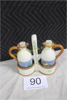 Ceramic Syrup Holder with (2) Pitchers