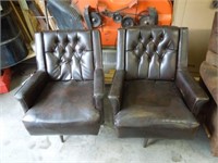 2 rocking & swivel leather style armchairs