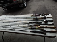 7 fishing rods, 5 rods & reels - various makes