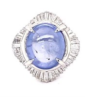 GIA Platinum 16.14ct Sapphire 3.22cts Diamond Ring