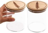 Hightree Large Glass Jars w Bamboo lid, Pack of 2