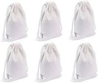 Augbunny 100% Cotton Storage Bags, White, 5 pack