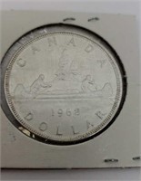 CANADA 1962 SILVER DOLLAR AU-50