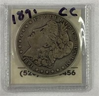 1891 CC US Morgan Silver Dollar