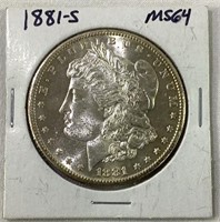 1881S US Morgan silver dollar
