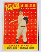 1958 Topps Mickey Mantle All Star Baseball Card