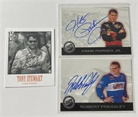 3 NASCAR Autographed Cards including Tony Stewart