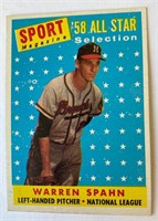 1958 Topps Warren Spahn All Star Baseball Card #49