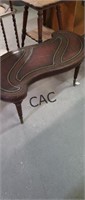 Vintage Curved Leather Inlay Coffee Table