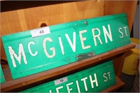 STREET SIGN - McGIVERN ST