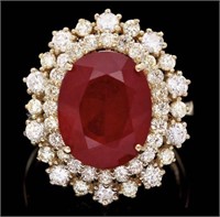 $9,950 14k Yellow Gold 9.20cts Ruby & Diamond Ring