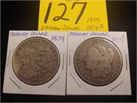 2 Morgan Silver Dollars 1879, 1879s