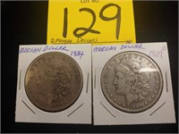2 Morgan Silver Dollars 1884, 1889o