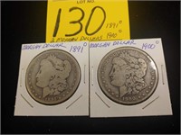 2 Morgan Silver Dollars 1891o, 1900o