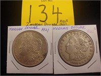 2 Morgan Silver Dollars 1921s, 1921