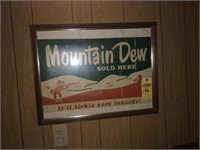 Framed Mt Dew Poster 20"x26"