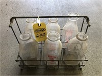 Metal Milk Crate w/ 6 Bottles