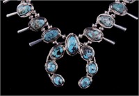 Navajo G Etsitty Silver & Turquoise Squash Blossom