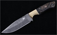 M.T. Knives Rams Horn & Damascus Hammered Knife