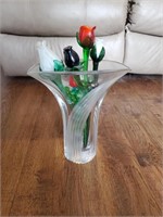 Glass Vase With Glass Flowers