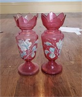 2 Pc Pink Flower Vase