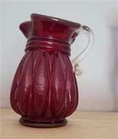 Red Pitcher With Applied Handle