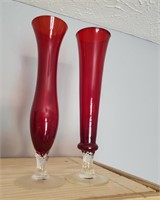 2 Red Vases