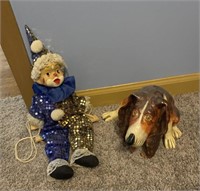Clown Hanging Marionette And Dog Figurine