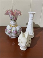 Lot of 3 Items - 2 vases and a Rabbit