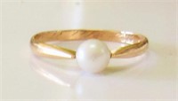 C.1920 14KT Rose Gold Pearl Ring Sz. 8