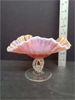 Dugan Carnival Opalescent Beaded Cable Compote