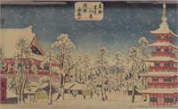 HIROSHIGE ANDO SNOW SCENE AT ASAKUSA WOODBLOCK