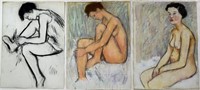 LOT (3) NUDE WOMAN DRAWINGS