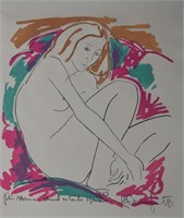 ALAIN BONNEFOIT NUDE LITHOGRAPH SIGNED IN PLATE